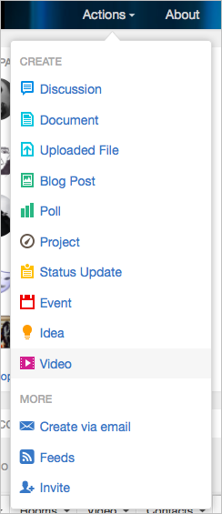 Subscribe to a feed from the Actions menu of a place