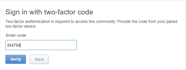Entering a 2FA verification code