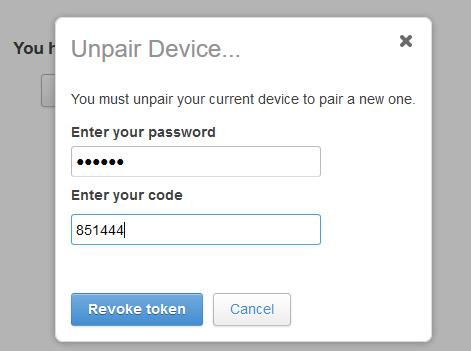 The Unpair Device dialog box