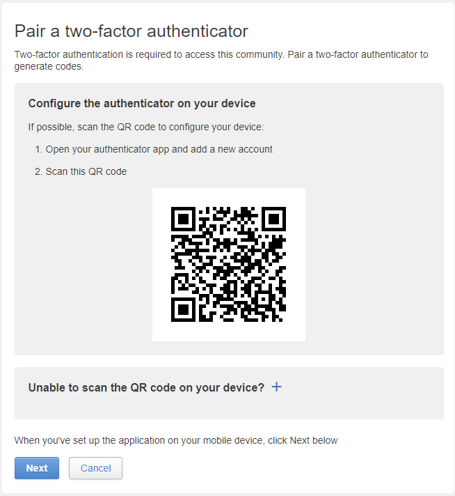 Pairing a device for the two-factor authentication