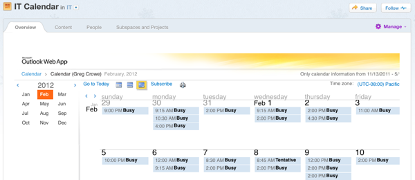 Shared Exchange calendar
