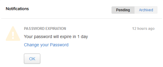 Password expiration notification in Inbox