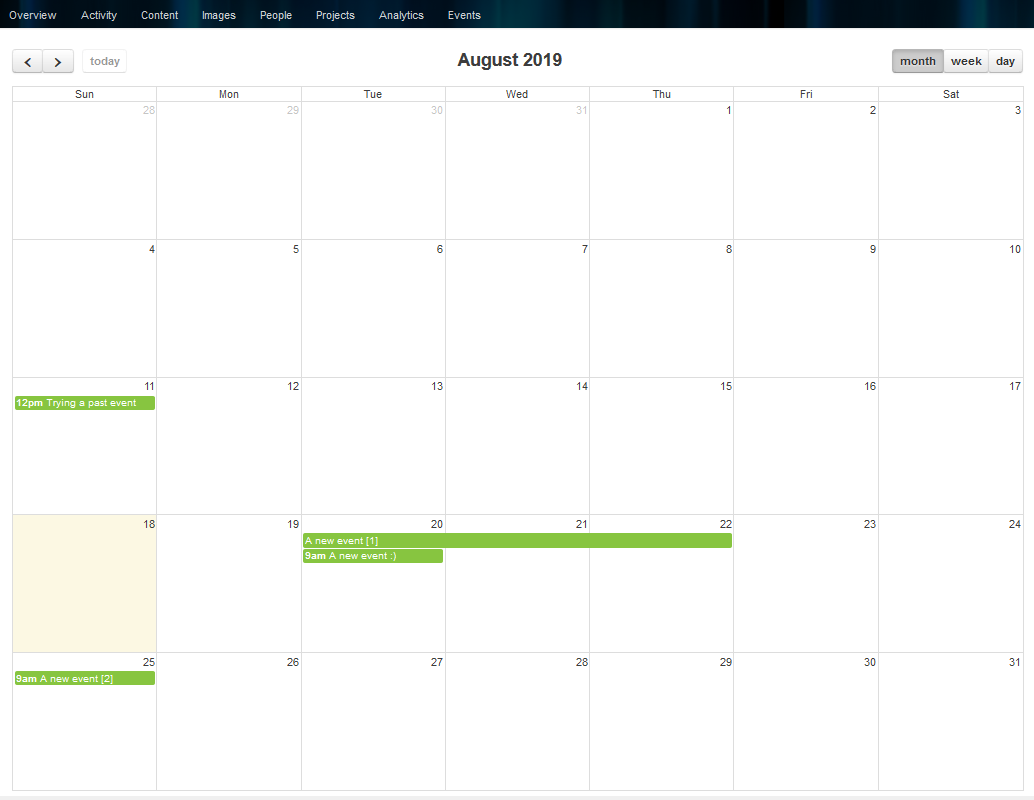 Full calendar view