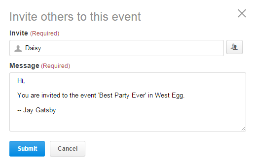 Inviting users to an event
