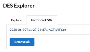 An activity report available on the Historical CSVs tab