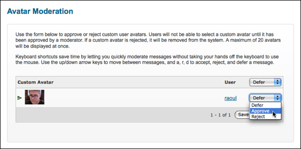 Avatar moderation queue