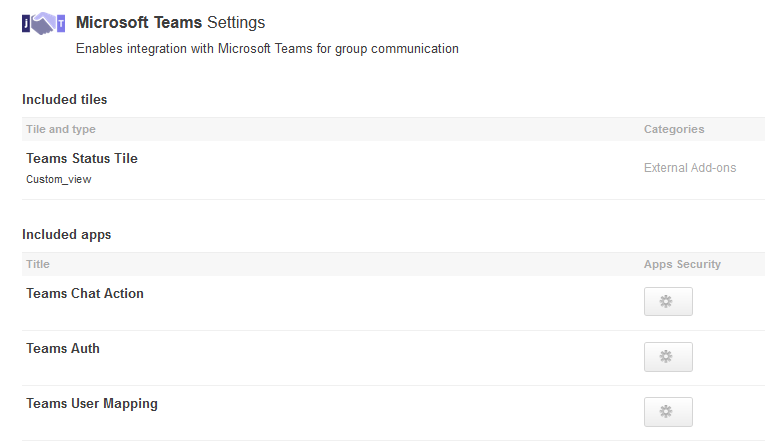 A screenshot of the Microsoft Teams add-on security settings