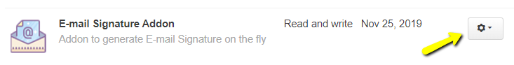 A screenshot of the Email Signature add-on settings