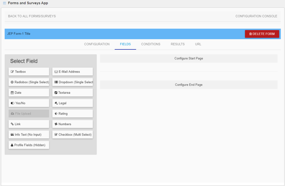 Selecting fields on the Fields tab