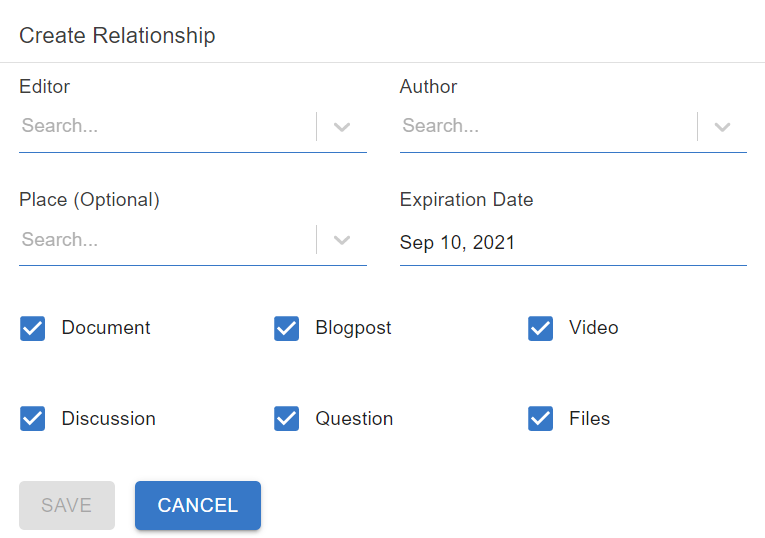 A screenshot with the Ghost Author Relationship details