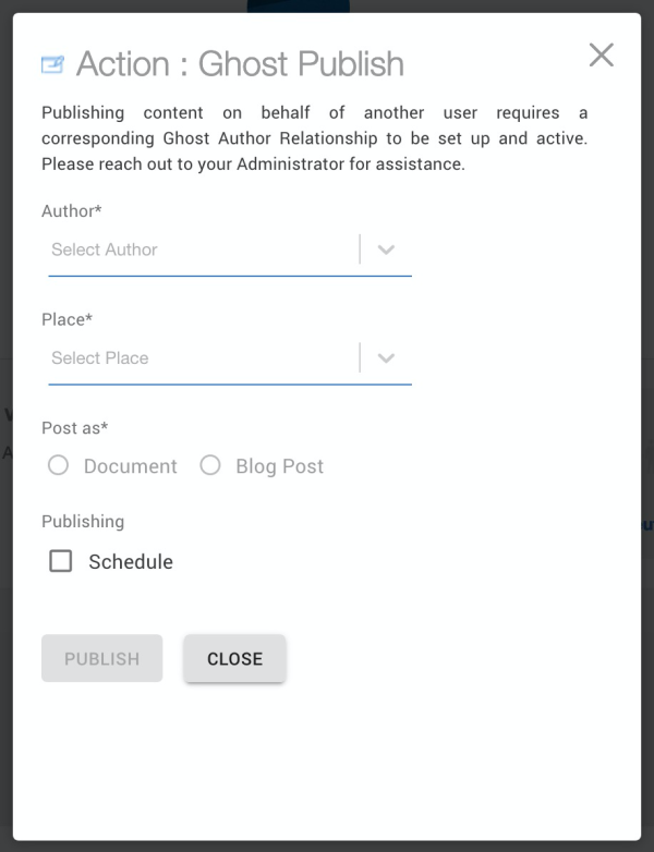 A screenshot of publishing with the Ghost Publish add-on