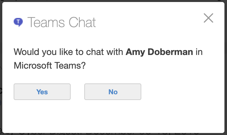 A screenshot of an quick link to the Microsoft Teams