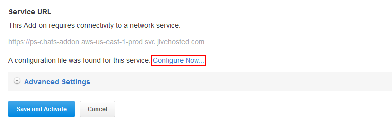 A screenshot of the Configure Now link