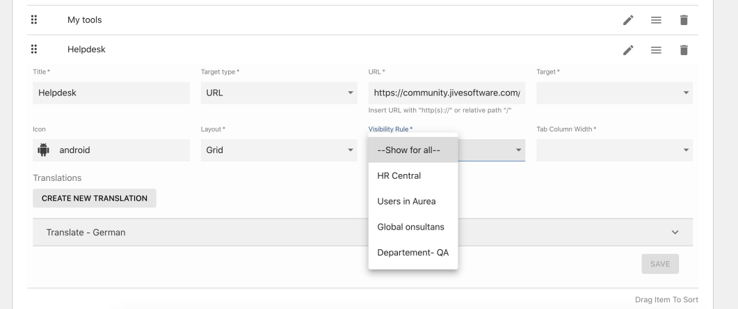An example of Advanced Navigation add-on