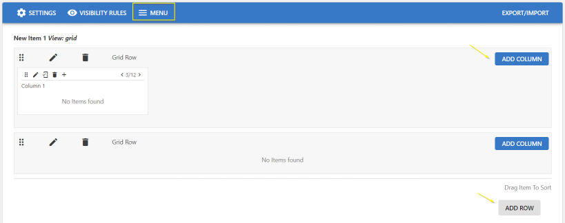 A screenshot of the Creating menus for the Dropdown menus - Vertical Tab Style screen, View greed