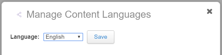 A screenshot with English language selected.