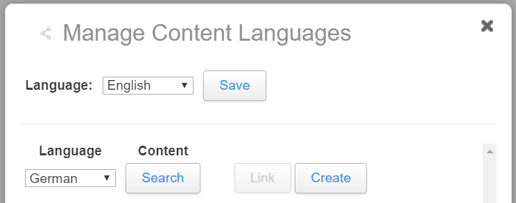 The screen to create or link other language versions