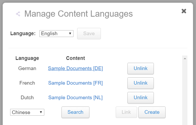 A screenshot with more languages added