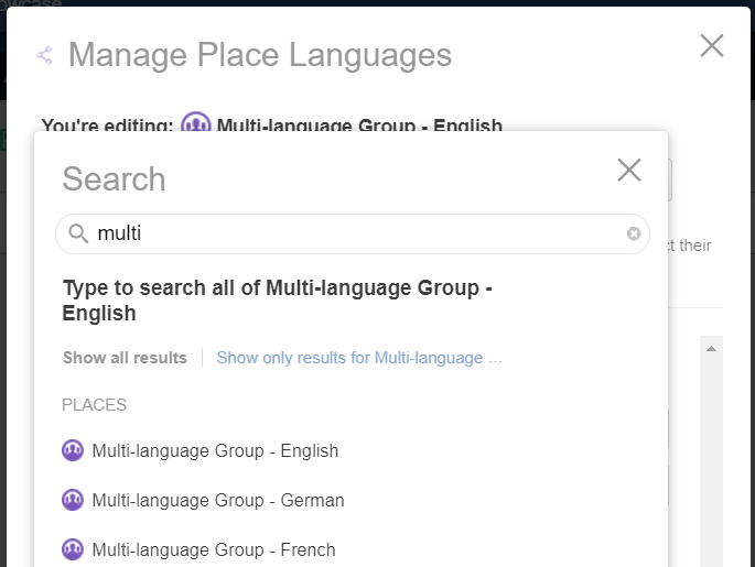 A screenshot with the searched list of prepared places