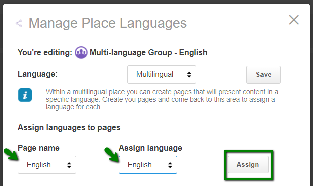 A screenshot of specifying page language