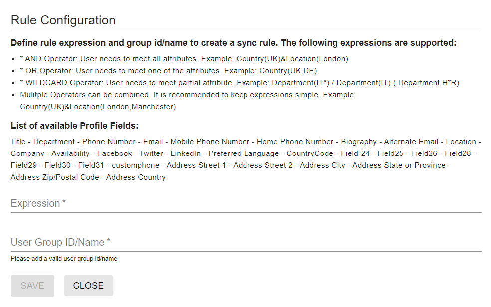 A screenshot of the rule configuration screen