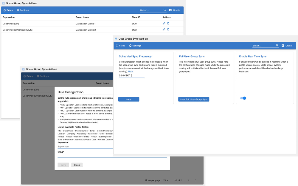 An example of Profile Sync add-ons' views