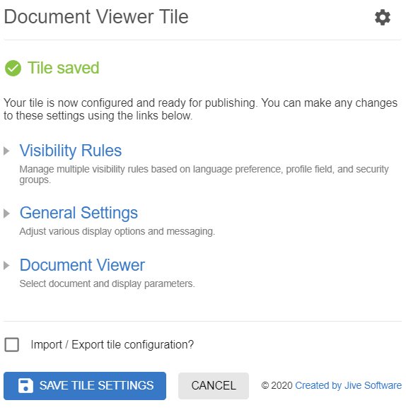 An example of how Advanced Document Viewer tile configuration looks like, part 1