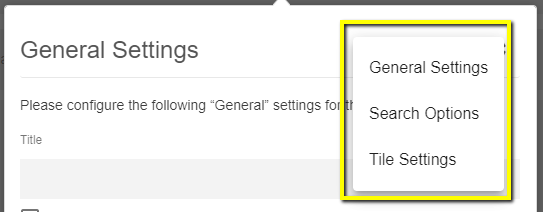 Advanced Search tile: Configuration menu