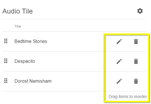 Audio tile: editing track list