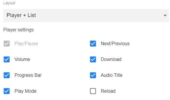 Audio tile: Player List options