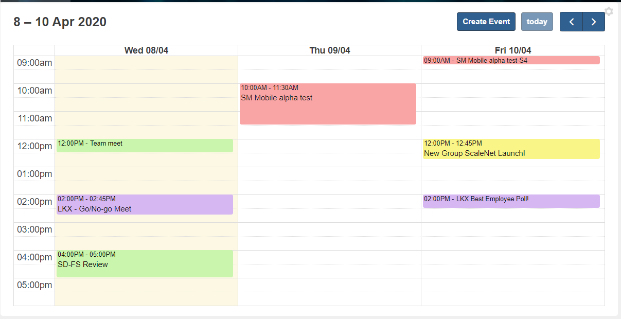 An example of Calendar tile