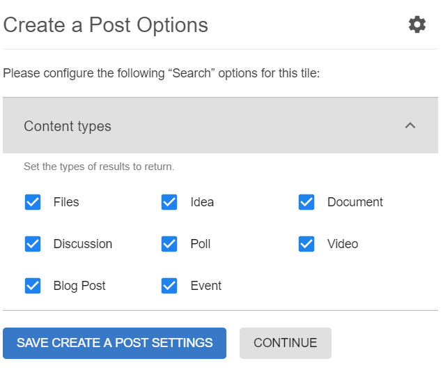 An example of Create a Post tile configuration
