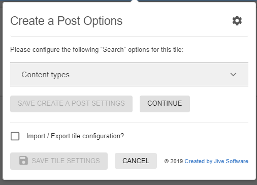 Create a Post: Tile-specific configuration option