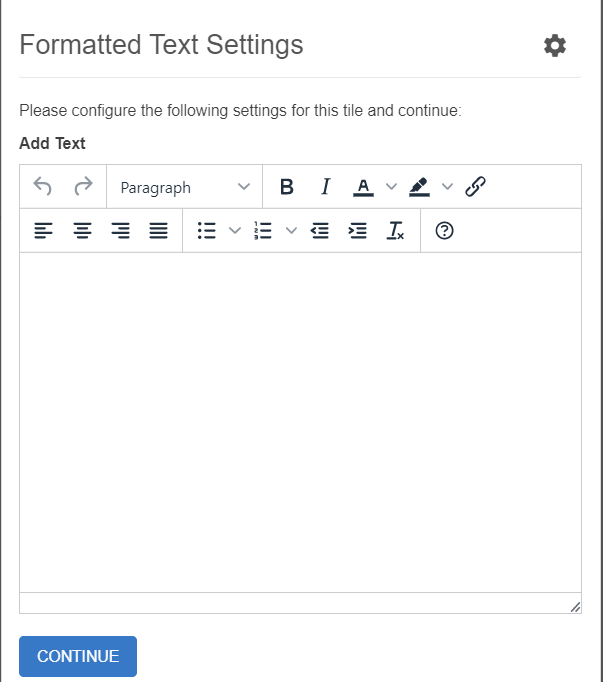 Formatted Text tile: Tile-specific settings
