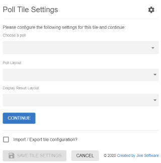 A screenshot of Jive Poll tile configuration options