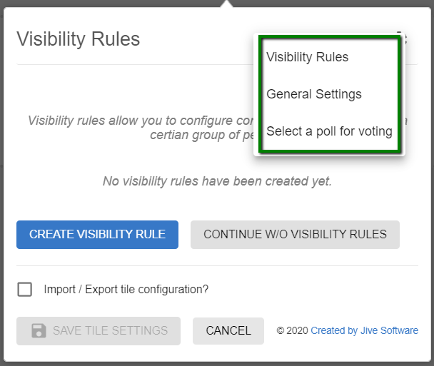 Jive Poll tile: Configuration menu