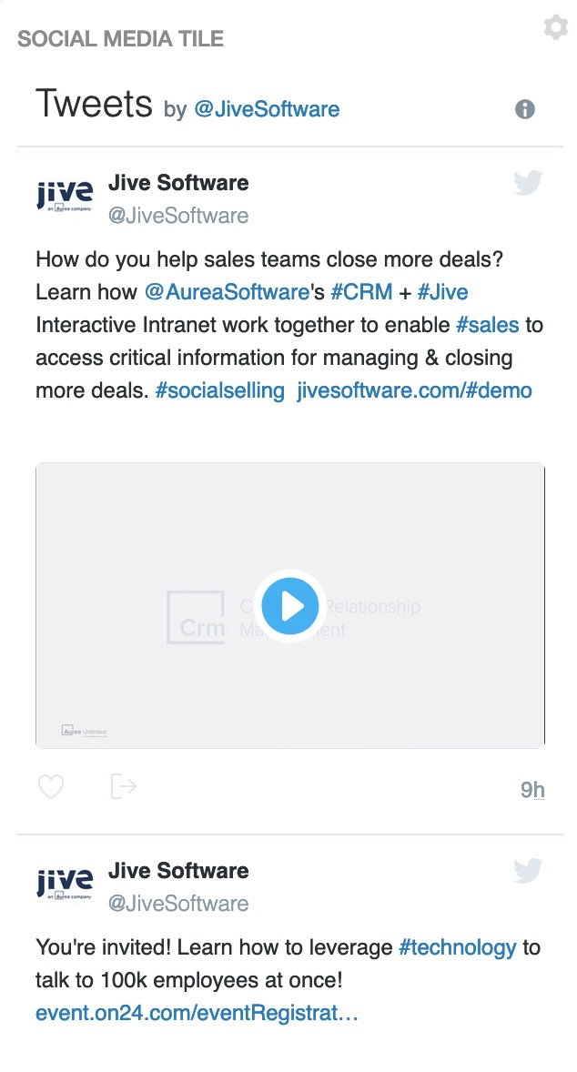 An example of Social Media tile