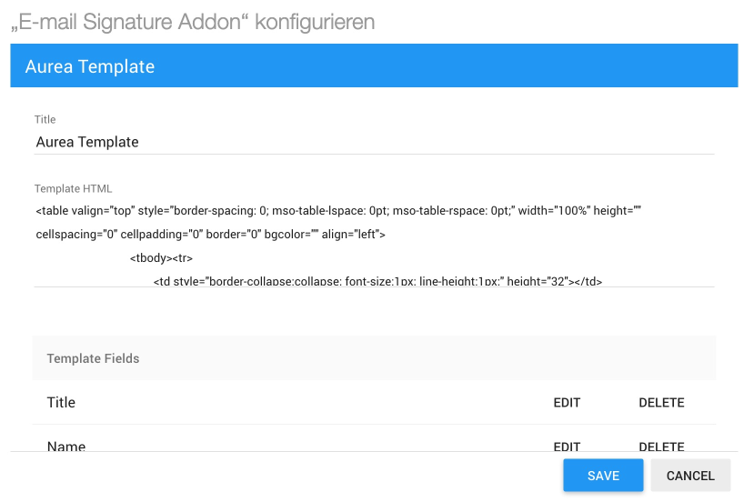 Another example of Email Signature add-on screenshot