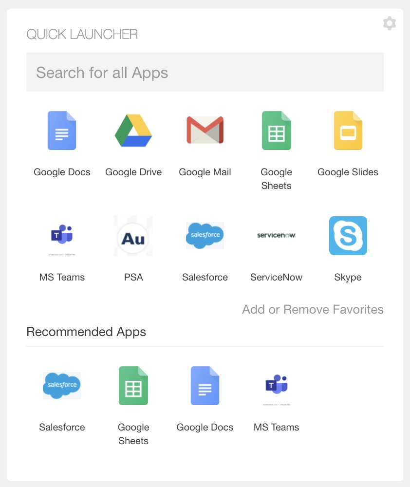 An example of Quick Links tile