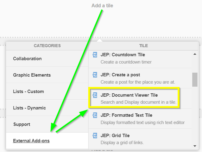 Advanced Document Viewer tile in the tile selection
