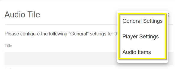 Audio tile: Configuration menu