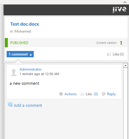 Comments in Jive for Office