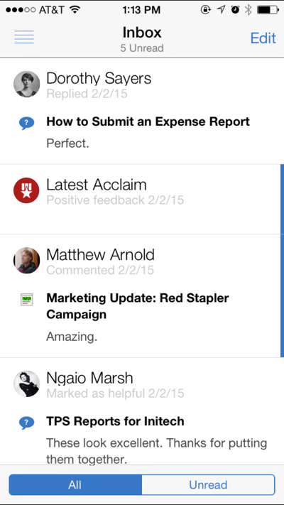 iPhone Inbox Example